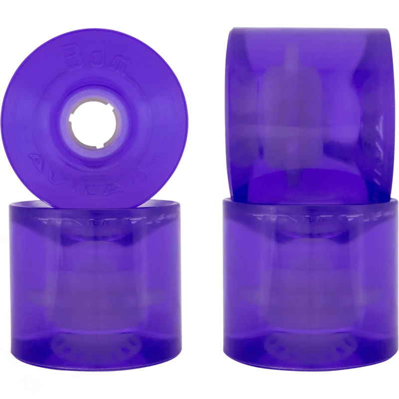 Seismic: 75mm 77a 3dm AVILA Longboard Wheels (Clear Purple)
