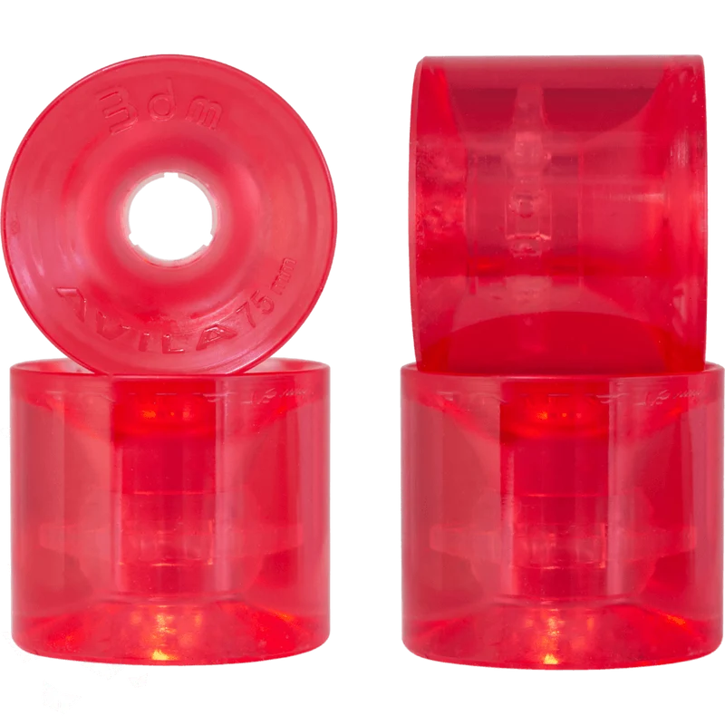 Seismic: 75mm 73a 3dm AVILA Longboard Wheels (Clear Red)