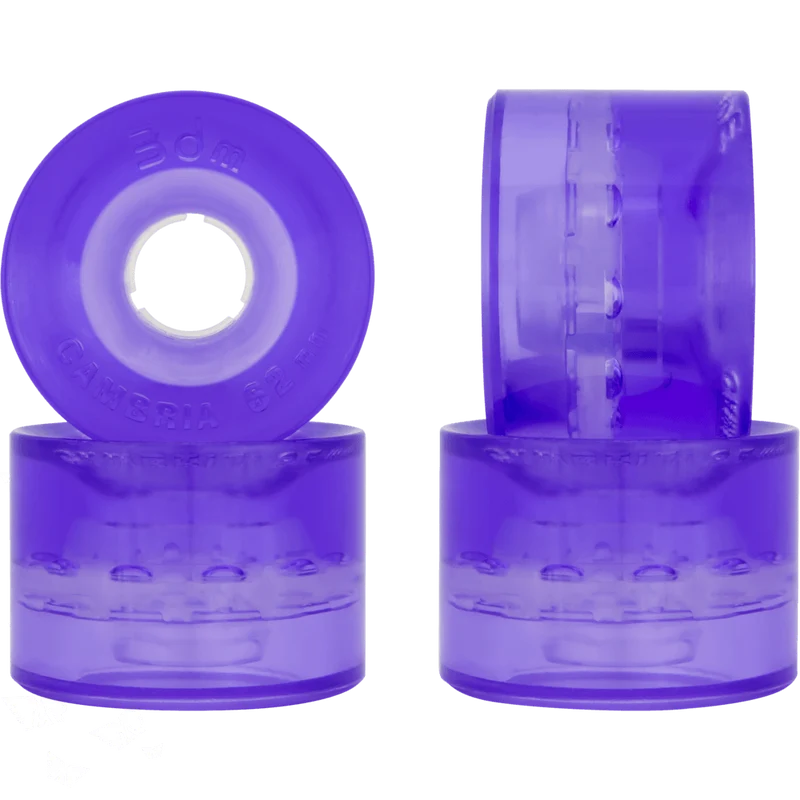 Seismic: 62mm 84a 3dm Cambria Longboard Wheels (Clear Purple)