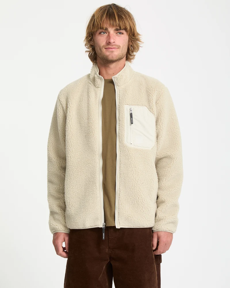 Muzzer Fuzzar Zip Sherpa Sweatshirt - Stone