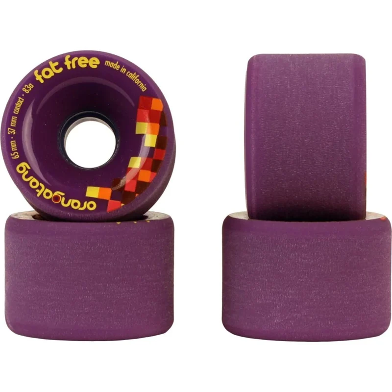 Orangatang: 65mm 83a Fat Free Longboard Skateboard Wheels (Purple)