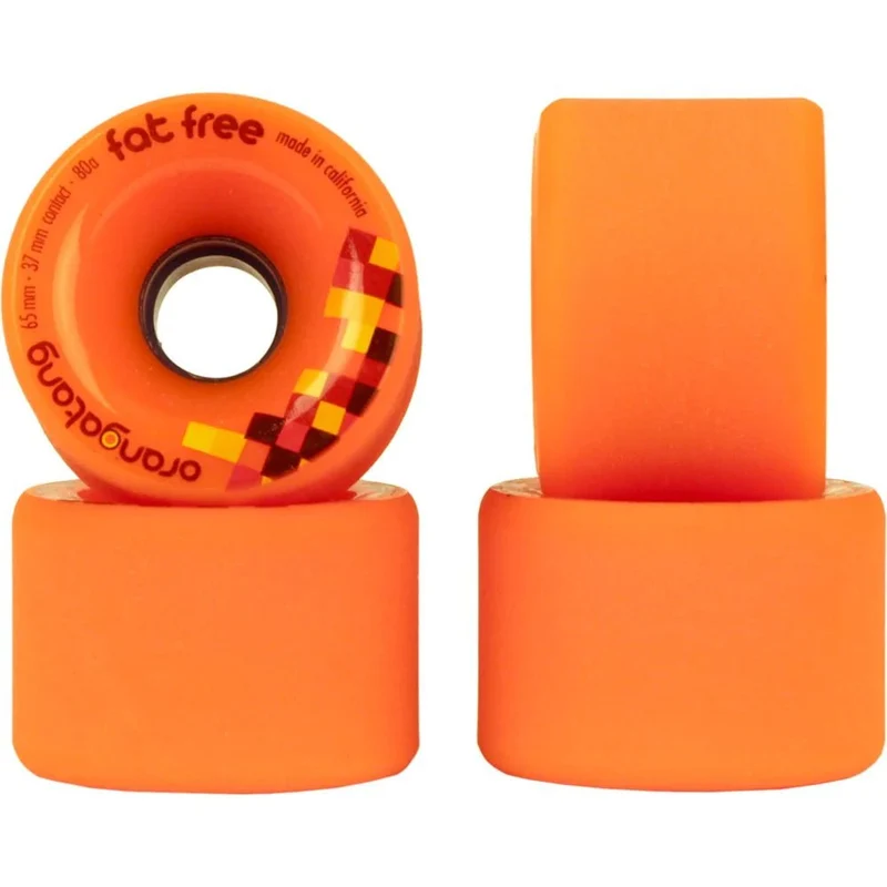 Orangatang: 65mm 80a Fat Free Longboard Skateboard Wheels (Orange)