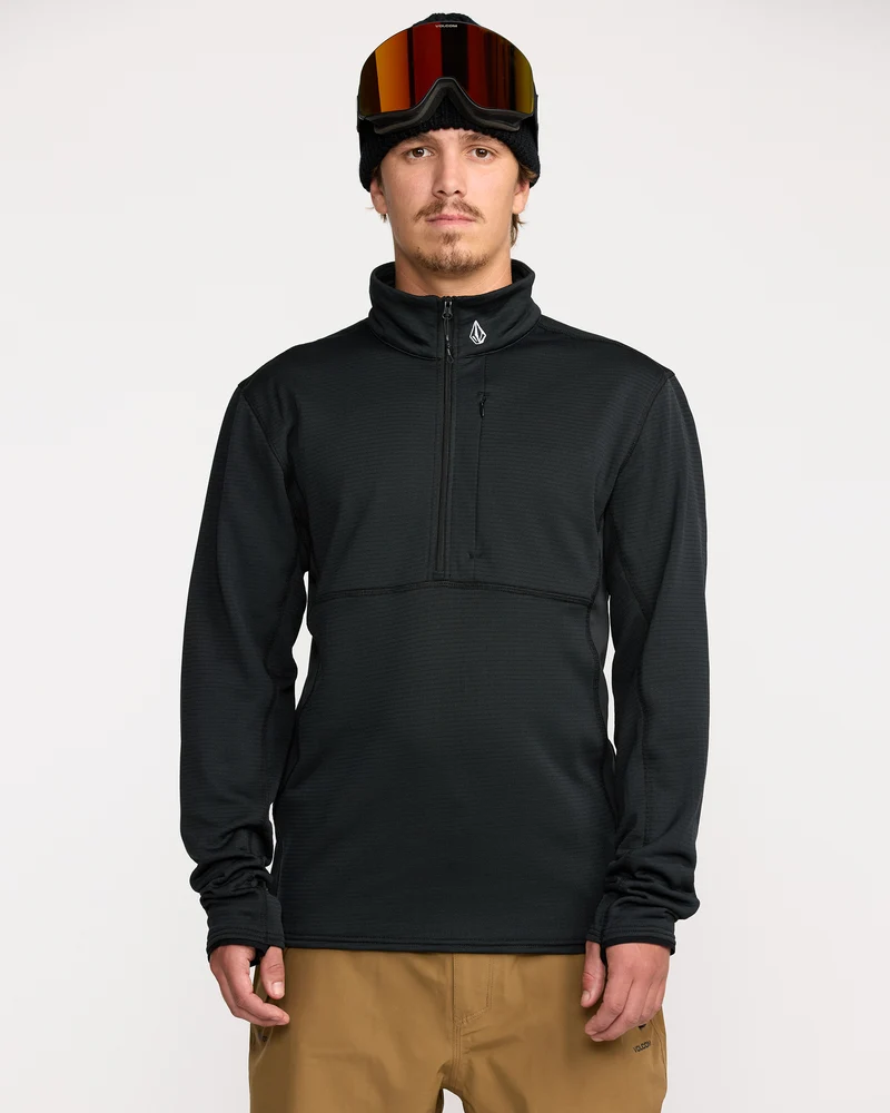 Gridlock Mock Neck Fleece Sweatshirt - Black