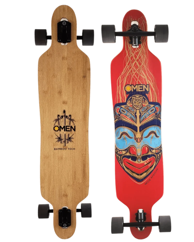 Omen: 42" Native American Mask Longboard Skateboard Complete