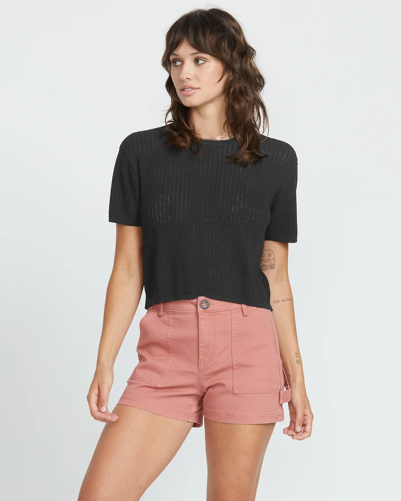 Meshy Beach T-Shirt - Black