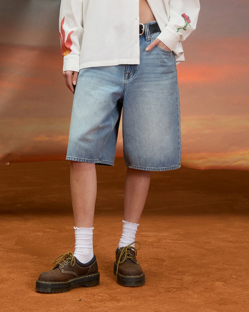Beeggy Denim-Shorts - Dusty Blue Wash