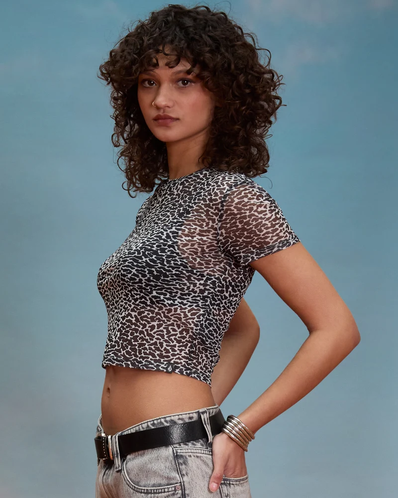 Rawly Knit Mesh Oberteil - Black White