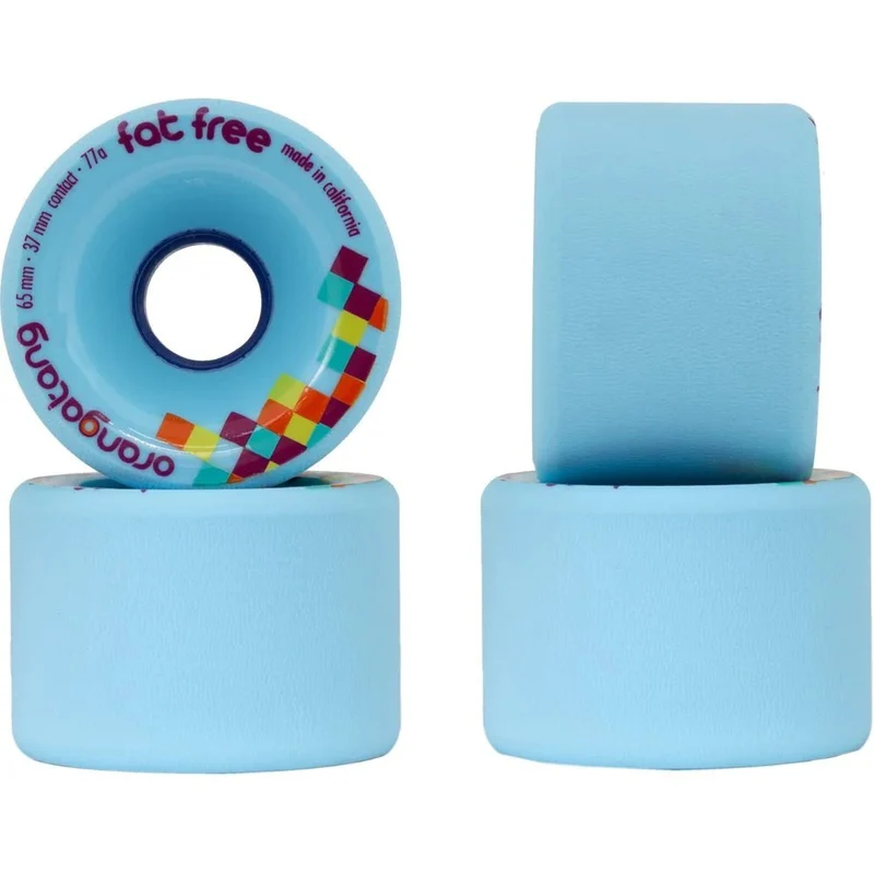 Orangatang: 65mm 77a Fat Free Longboard Skateboard Wheels (Blue)