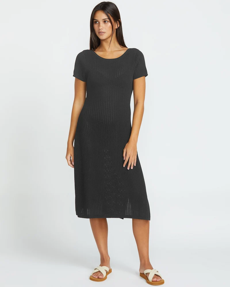 Meshy Beach Cover Up Kleid - BLACK