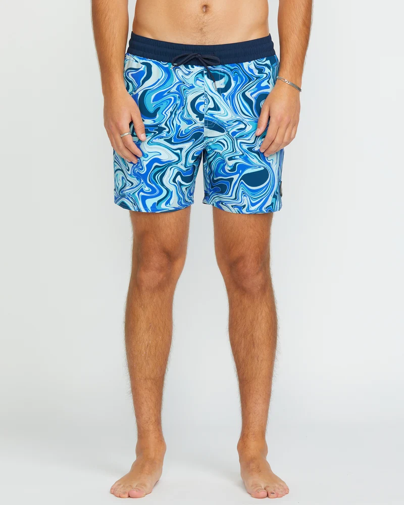 Lido Print Trunk 16" Boardshorts - NAVY