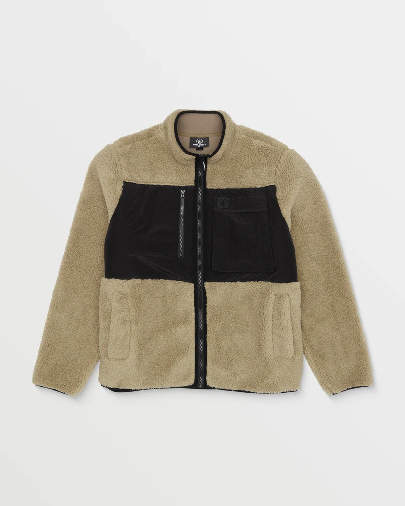 Storm Stone Zip Sherpa Sweatshirt - Dark Khaki