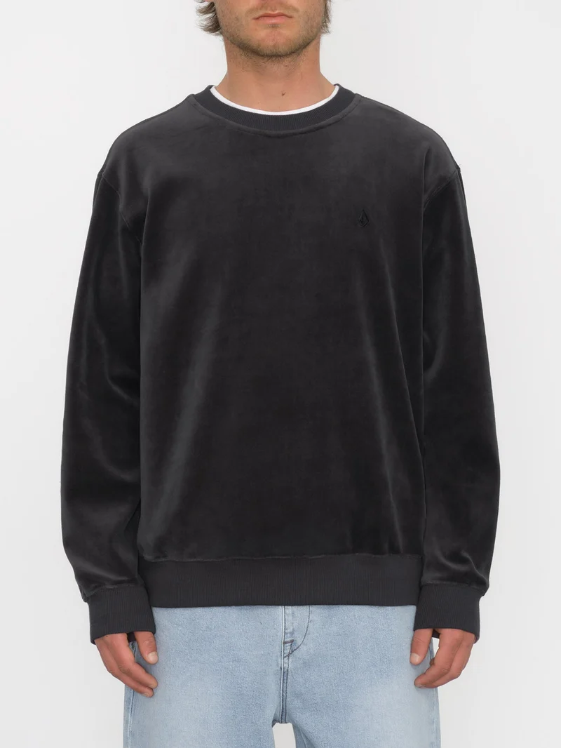Single Stone Velvet Sweatshirt - BLACK