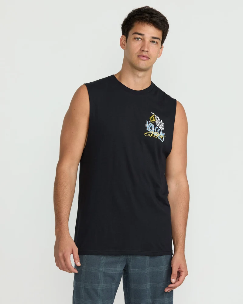 Dropped This Sleeveless T-Shirt - Antique Black