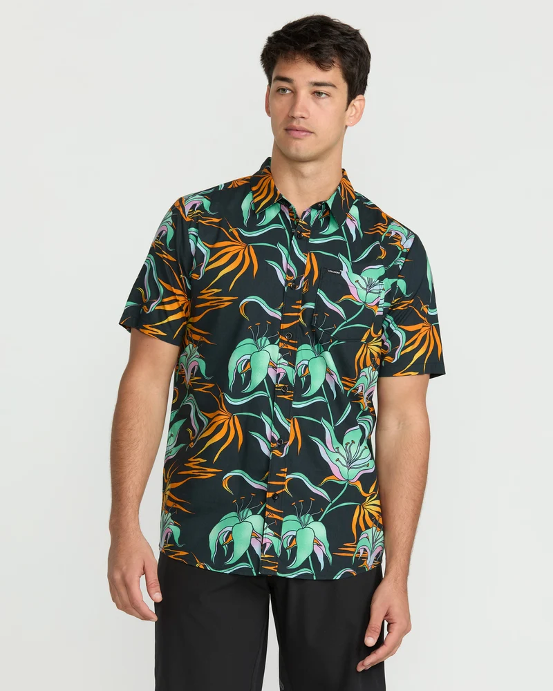 Brainmelter Floral Hemd - Black Green