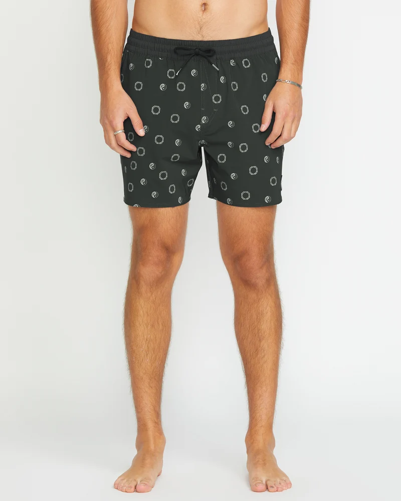 Lido Print Trunk 16" Boardshorts - STEALTH
