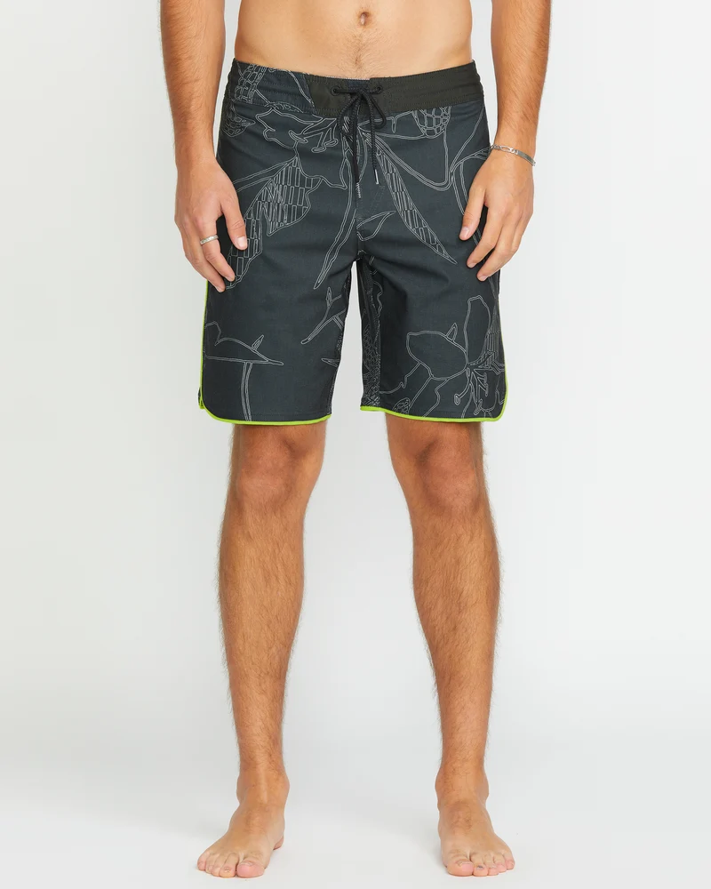 Mister Fib Scallop Stoney 19" Boardshorts - STEALTH