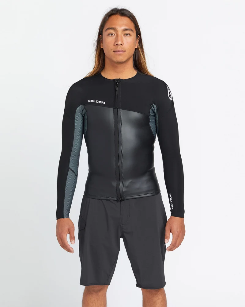 1.5Mm Front Zip Neoprene Jacke - BLACK
