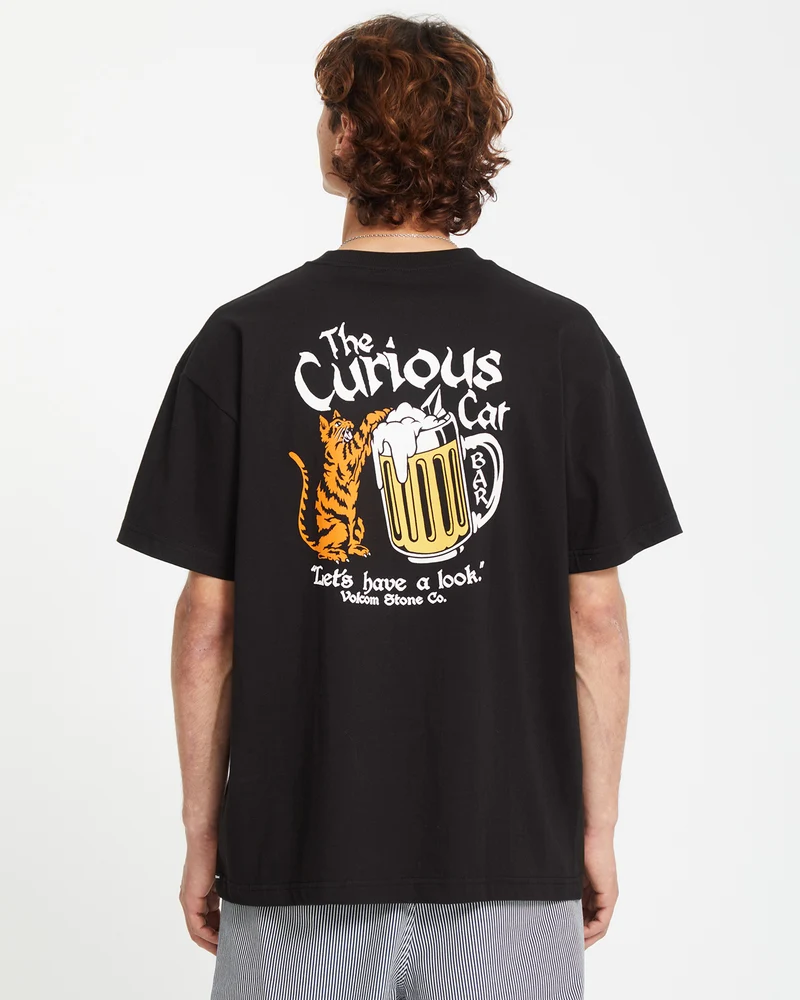 Curious Cat T-shirt - BLACK