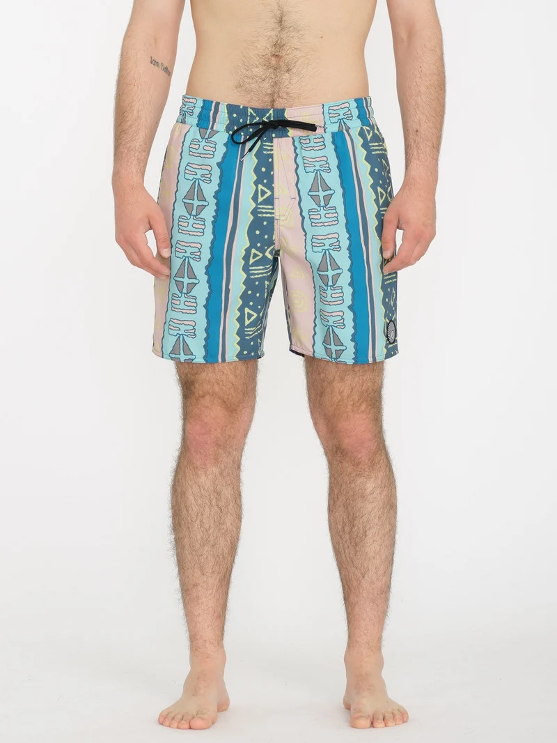 Lido Print Trunk 17" Boardshort - CRETE BLUE