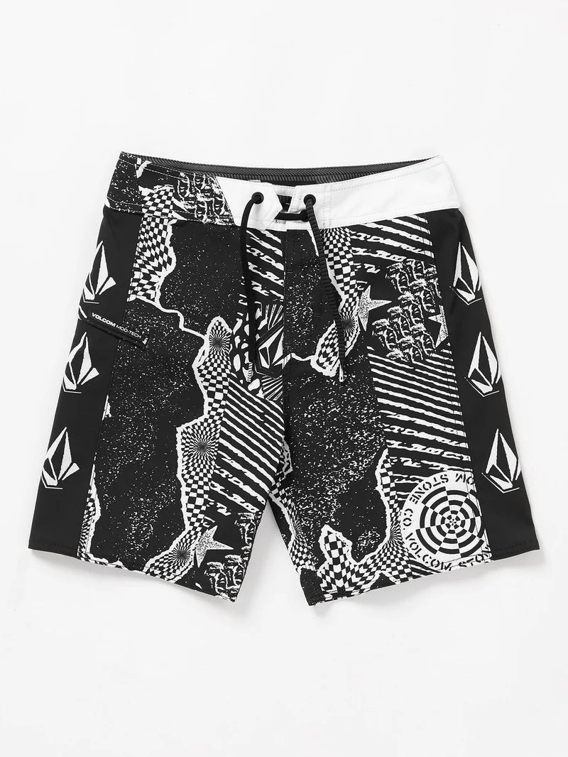 Lido Iconic Mod Boardshort - BLACK WHITE - (KINDER)