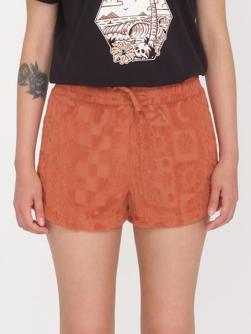 Sunny Wild Terry Cloth Shorts - ROSEWOOD