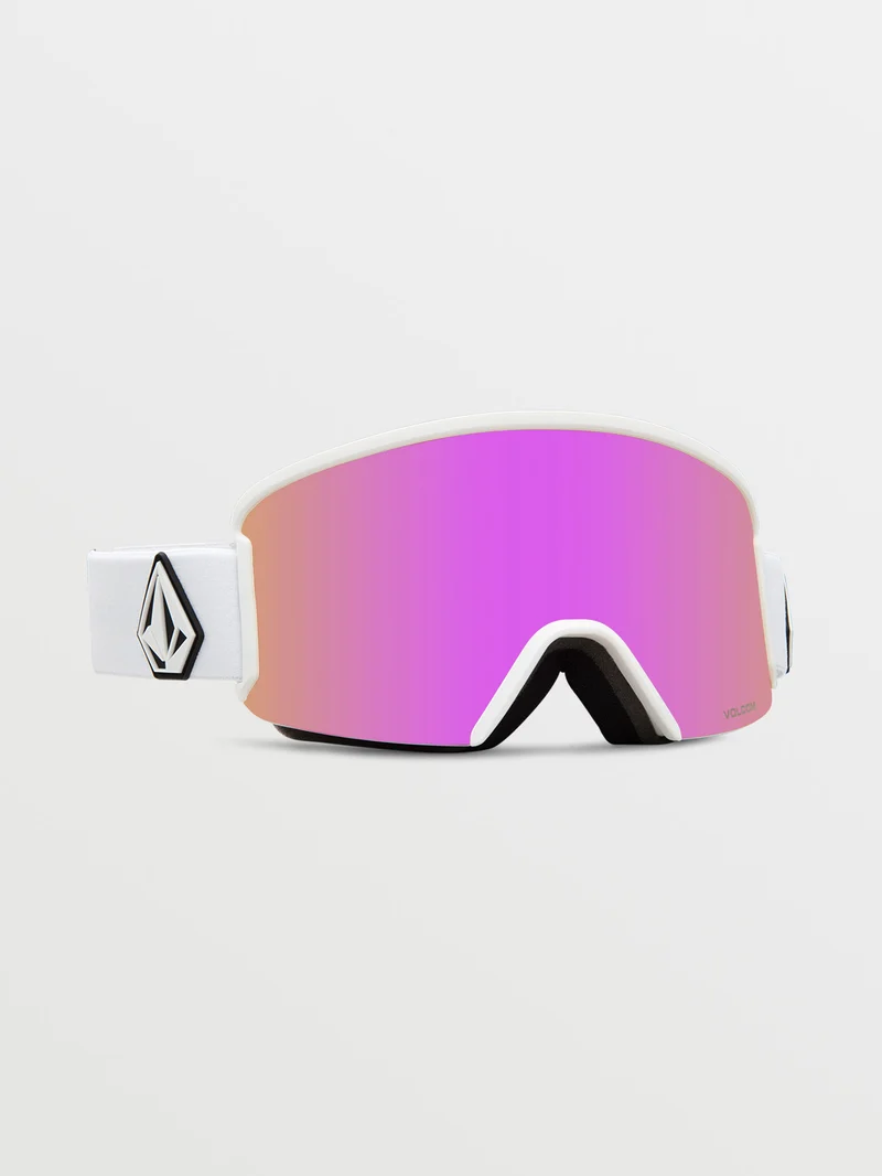 Garden Matte White Goggle (+ Bonus Lens - Yellow) - PINK CHROME