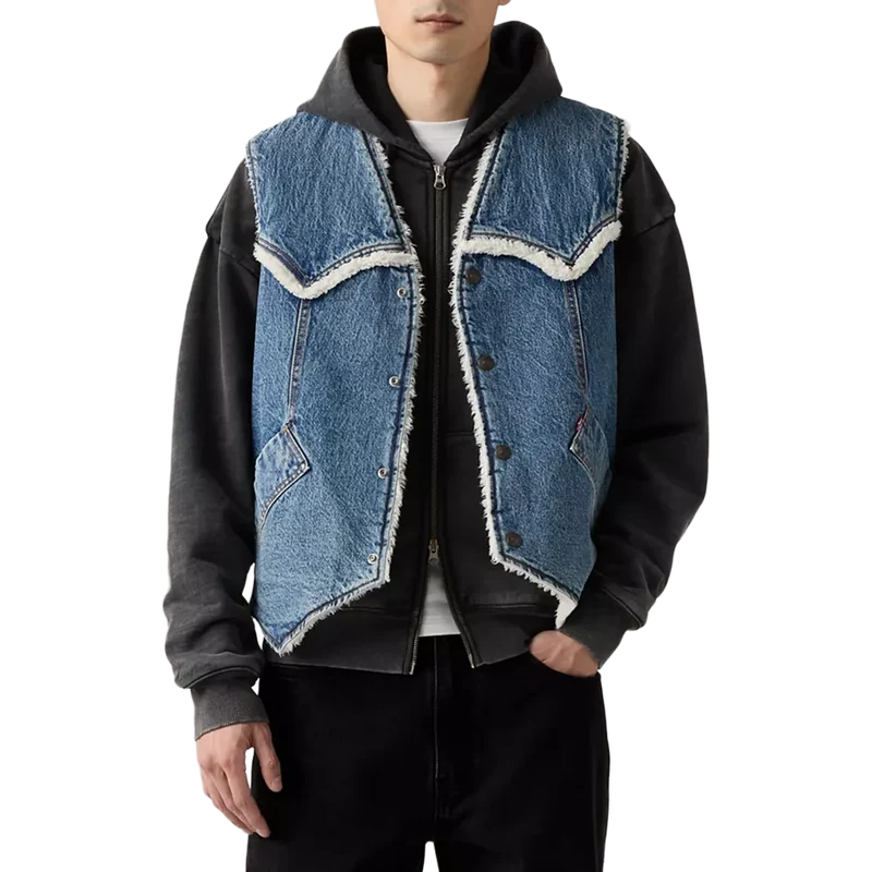 Western Denim Sherpa Vest