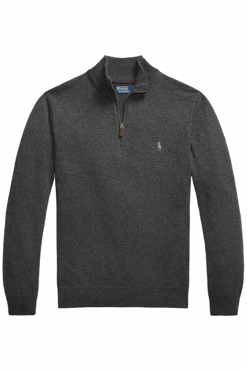 Polo Ralph Lauren Herren Quarter-Zip-Strickpullover Dark Charcoal Heather