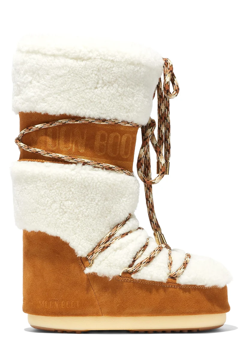 Moon Boot Damen Stiefel Icon Shearling Whisky/Off White