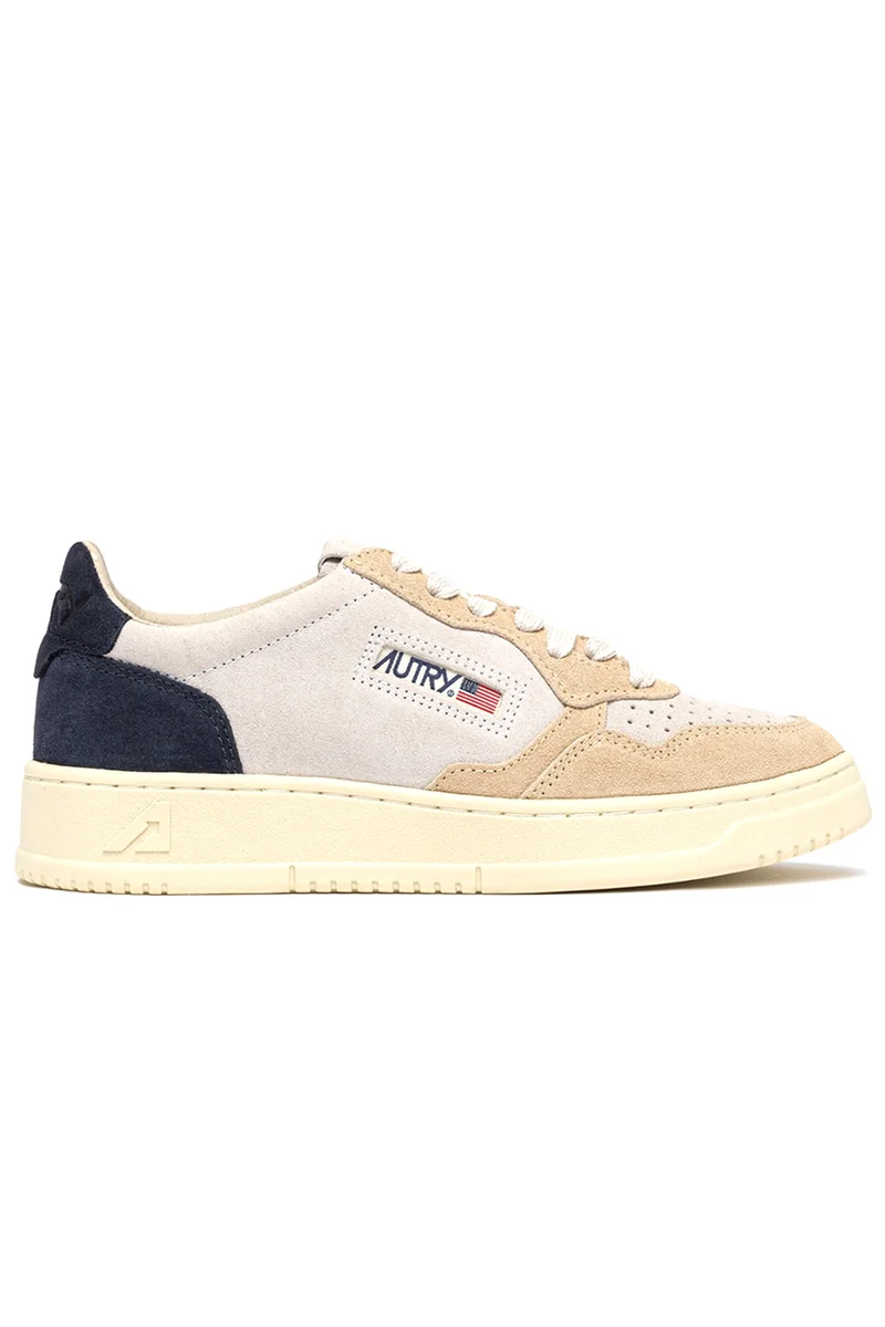 Autry Herren Sneaker Medalist Tricolor Weiss/Sand/Blue Space