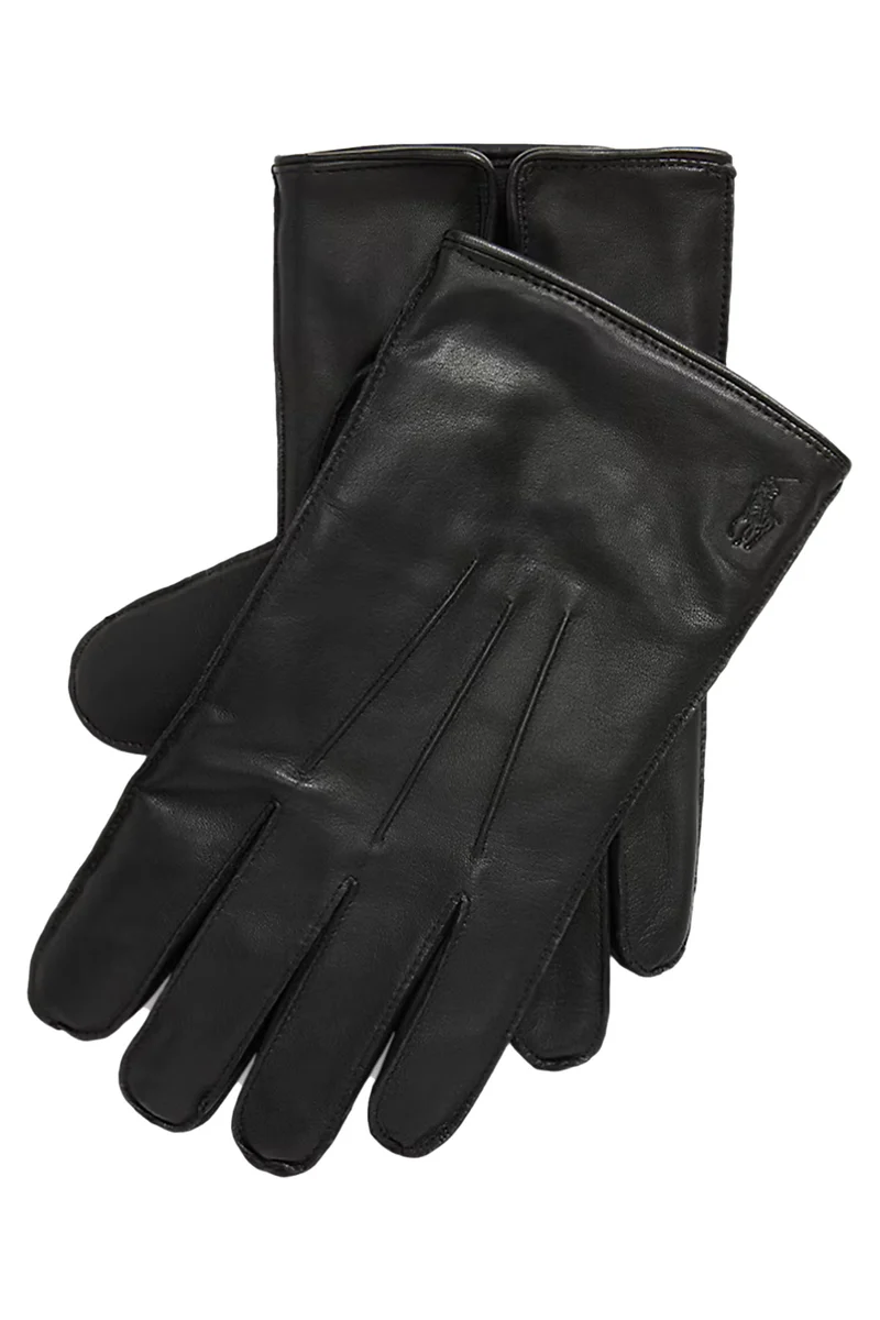 Polo Ralph Lauren Herren Touchscreen-Lederhandschuhe Schwarz