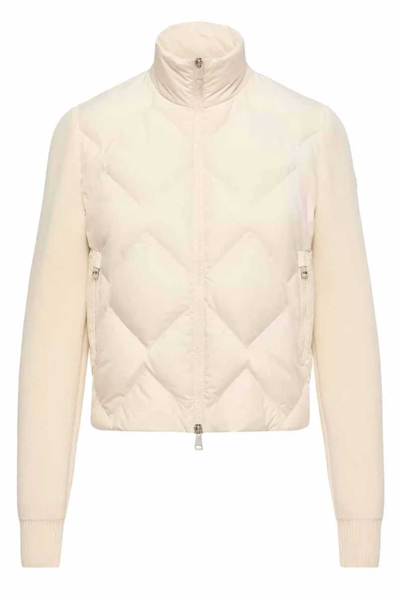 Moncler Damen Strickjacke mit Daunenfront Weiss