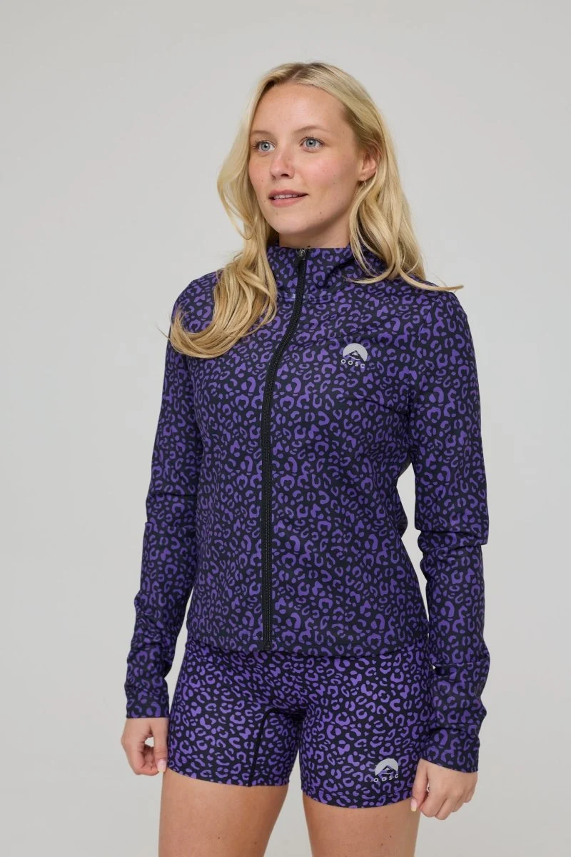 Infinite Cropped Zipped Jacket - Purple Leopard