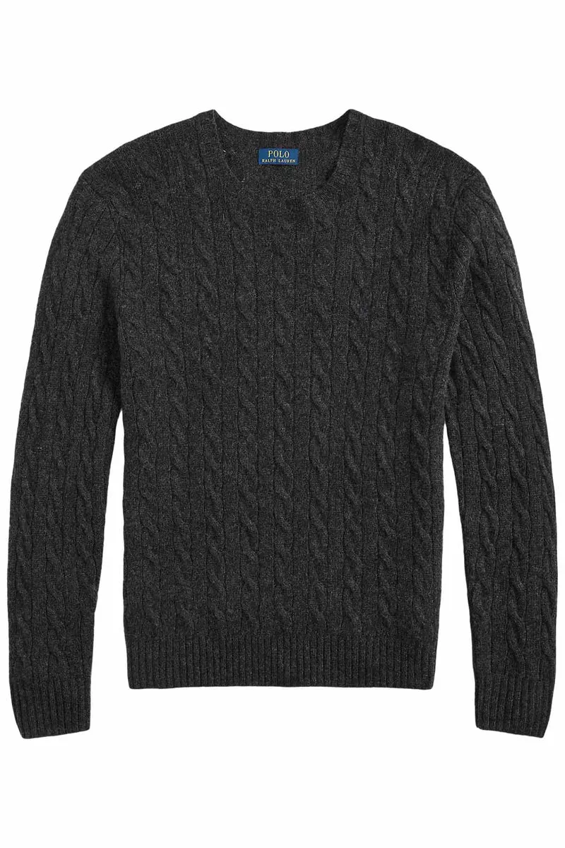 Polo Ralph Lauren Herren Strickpullover mit Zopfmuster Dark Granite Heather