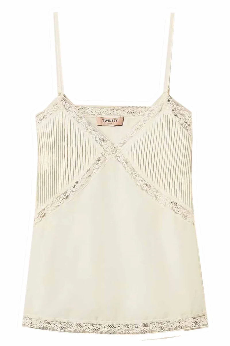 Twin Set Damen Top Natur-Weiss