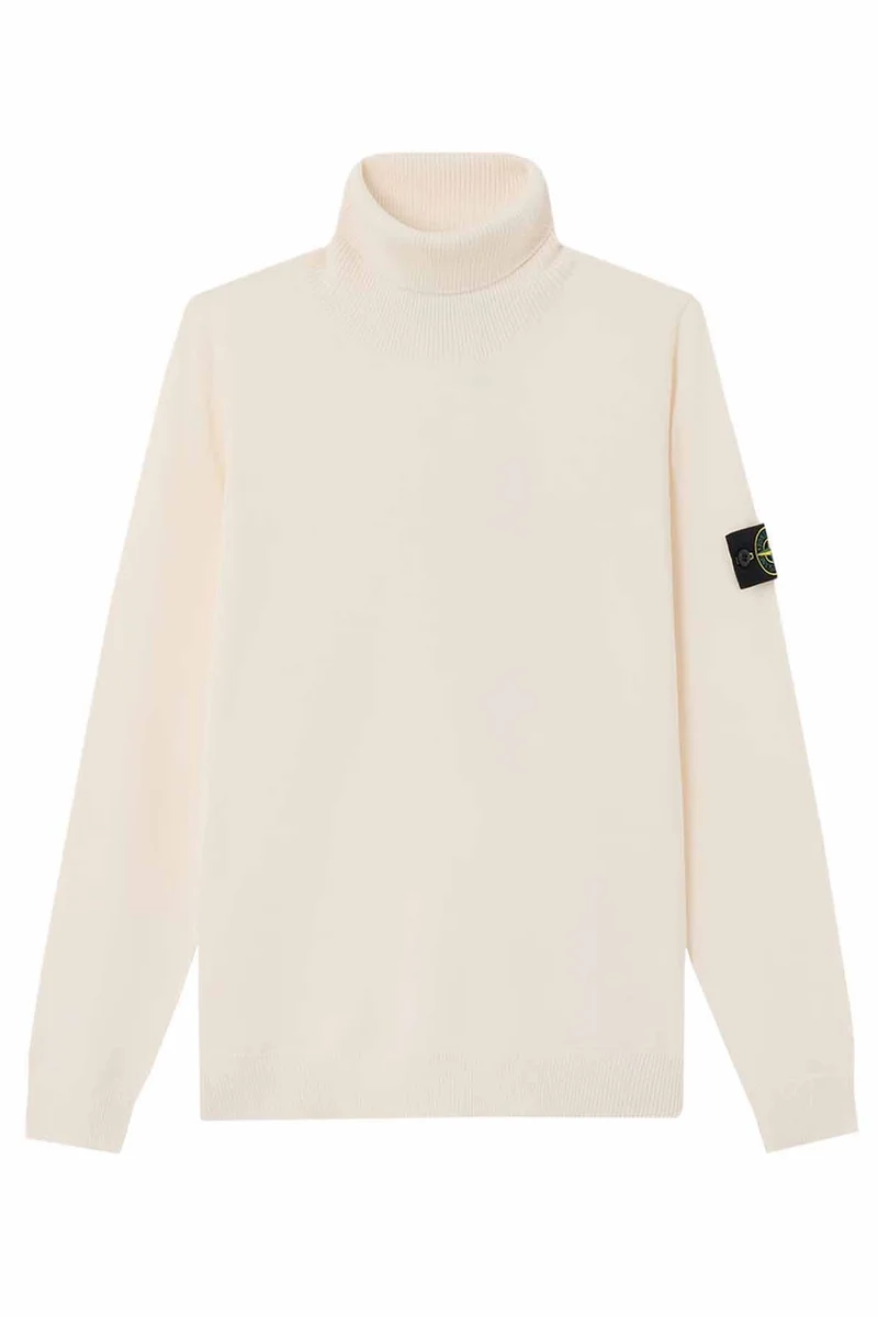 Stone Island Herren Rollkragenpullover Elfenbeinfarben