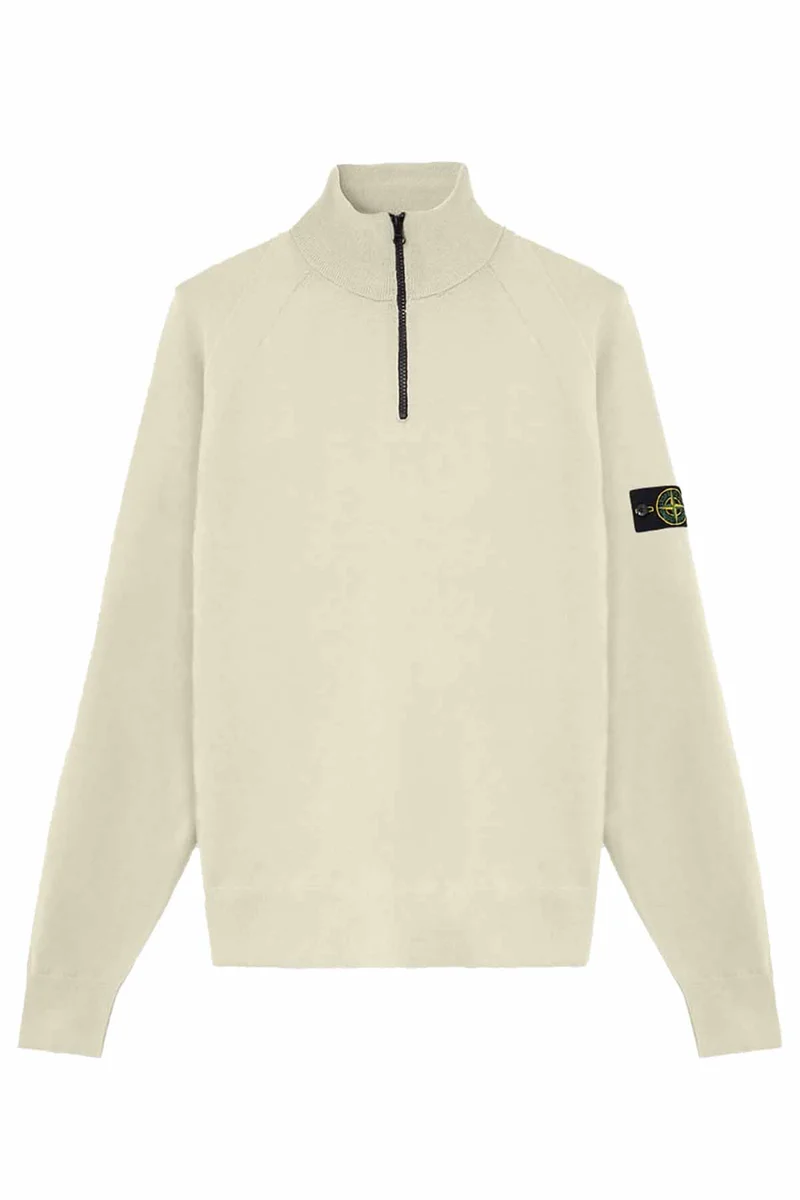 Stone Island Herren Half-Zip-Strickpullover Sandfarben