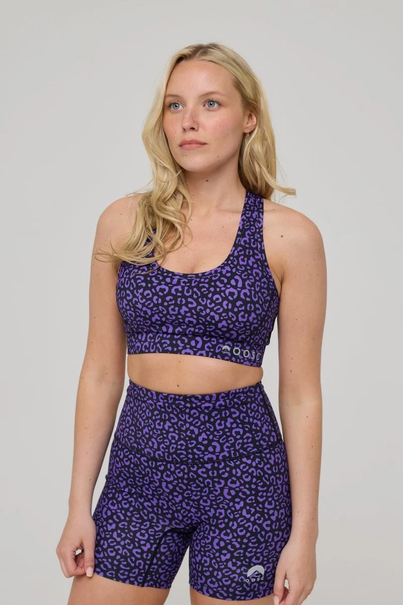 High Support Elite Crossback Sports Bra - Purple Leopard