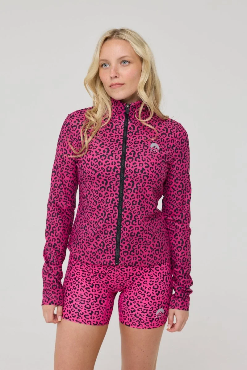 Infinite Cropped Zipped Jacket - Pink Leopard