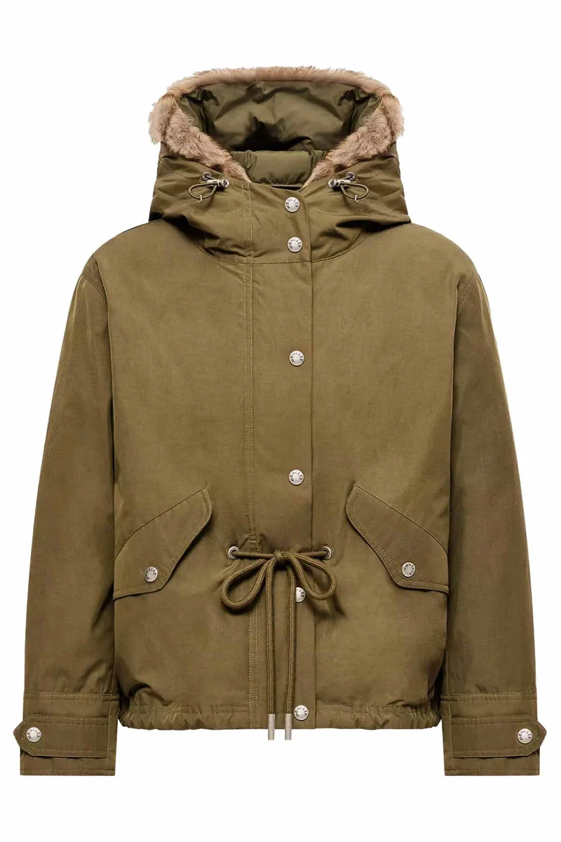 Moncler Damen 3-in-1 Daunenparka mit Lammfellbesatz Effraie Olive