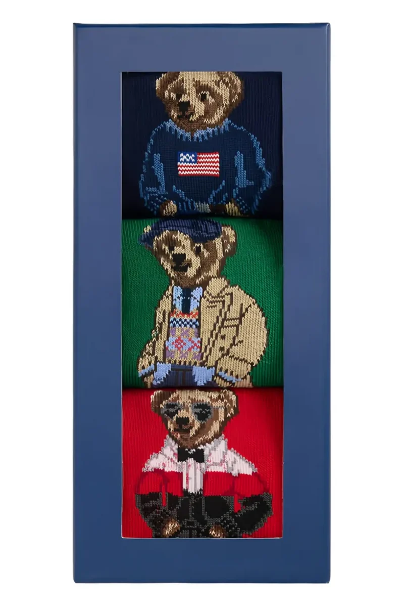 Polo Ralph Lauren Herren 3er-Pack Socken mit Polo Bär Bunt