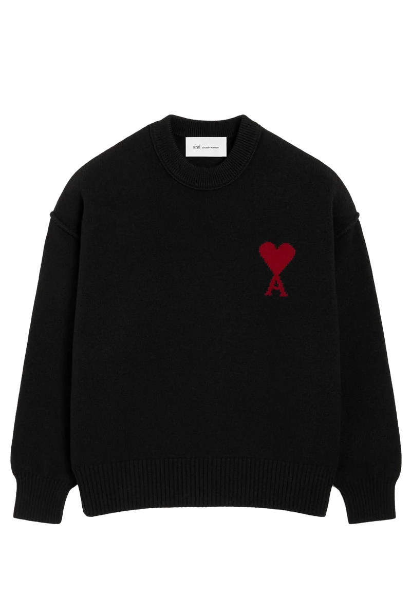 AMI Paris Herren Strickpullover Schwarz/Rot
