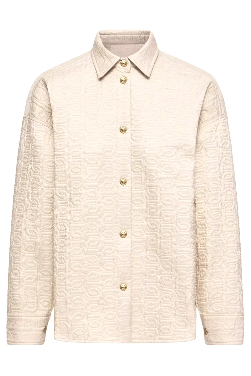 Moncler wattierte Damen Hemdjacke mit Kettensteppung Hellbeige