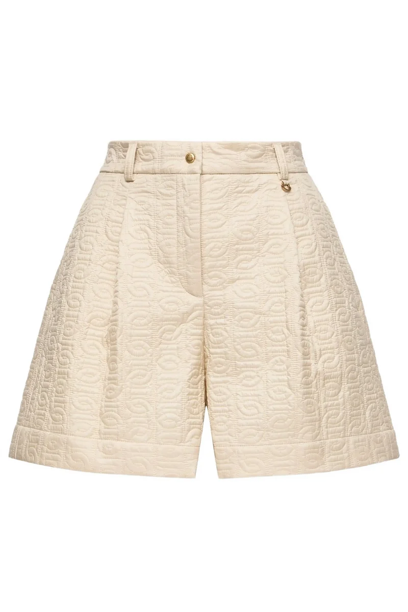 Moncler Damen Shorts mit Kettensteppung Hellbeige