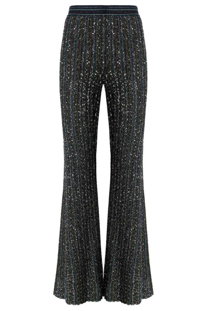 Missoni Damen Hose aus gestreiftem Lamé-Strick Mehrfarbig