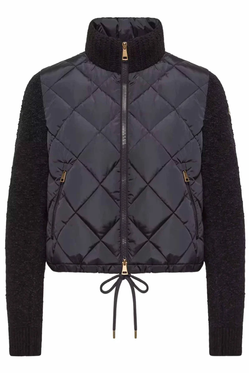 Moncler Damen Strickjacke mit Daunenfront Navy