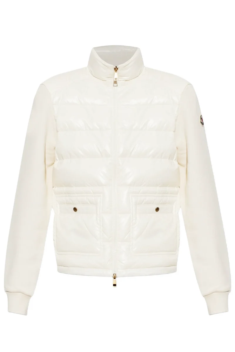 Moncler Damen Strickjacke mit Daunenfront Weiss