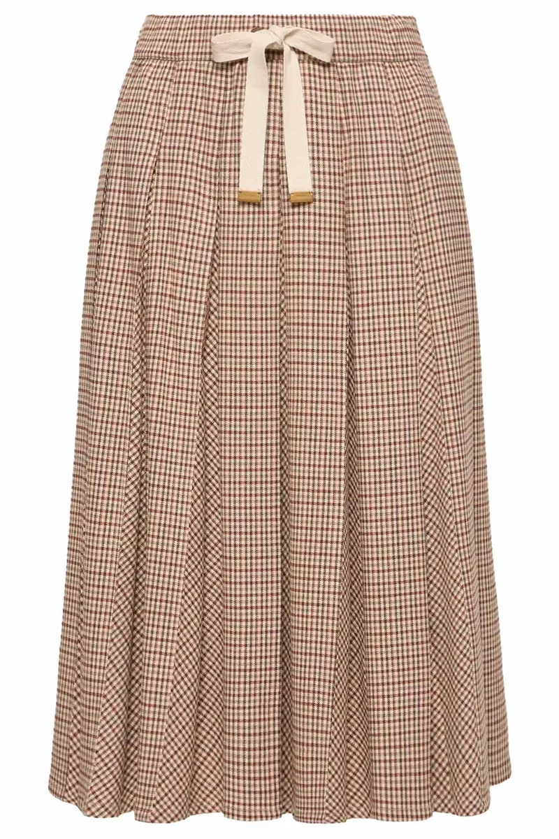 Moncler Damen Midirock mit Karomuster Beige