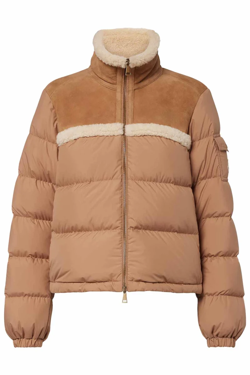 Moncler Damen Daunenjacke mit Shearling Aurore Beige