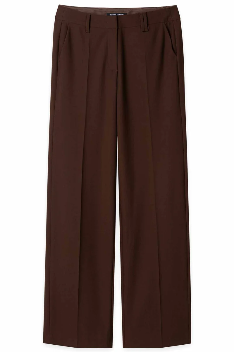 Luisa Cerano Damen Wideleg-Pants mit Bundfalten Marone